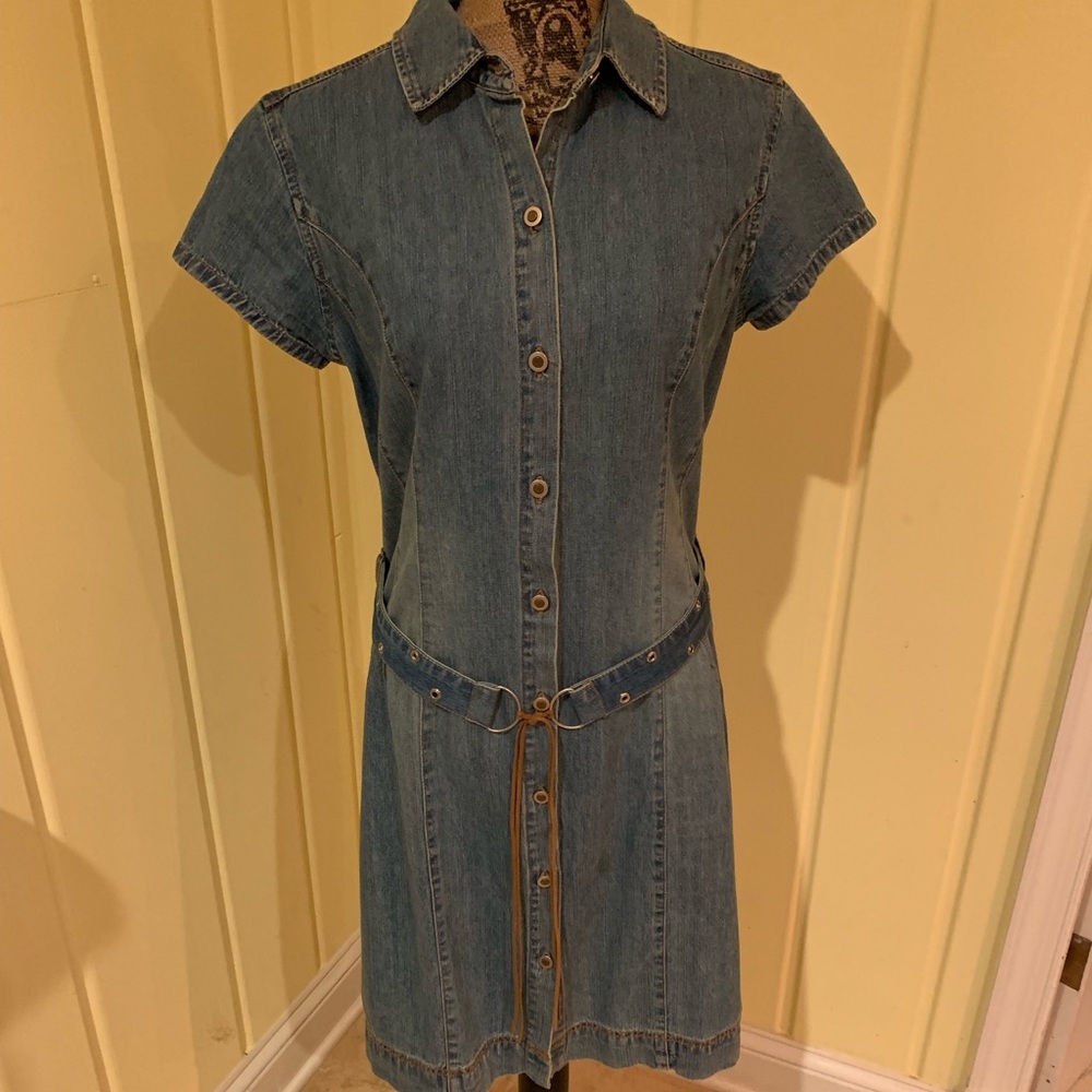 Jean / Denim belted short sleeve dress size 8
